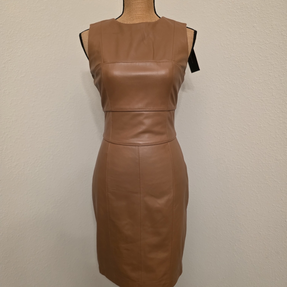 ANTONIO MELANI Tan Leather Mini Dress